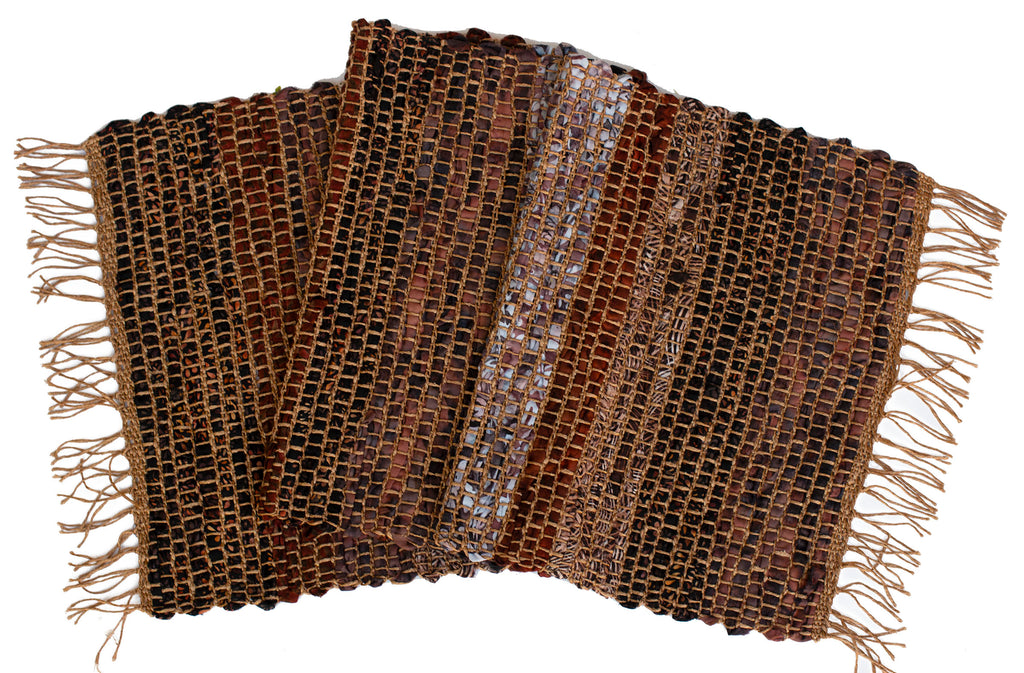 Handwoven Tablerunner, Gold-Rust-Brown, 14" x 43"