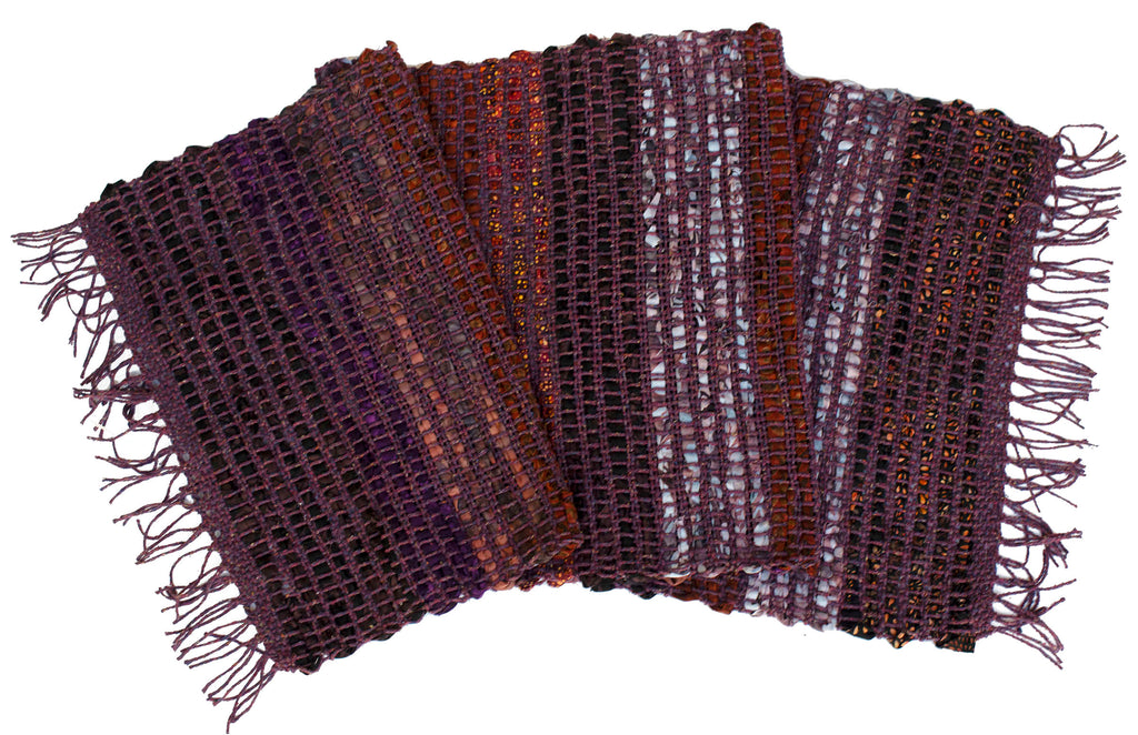 Handwoven Tablerunner, Dusty Purple-Gray-Black, 14" x 42"