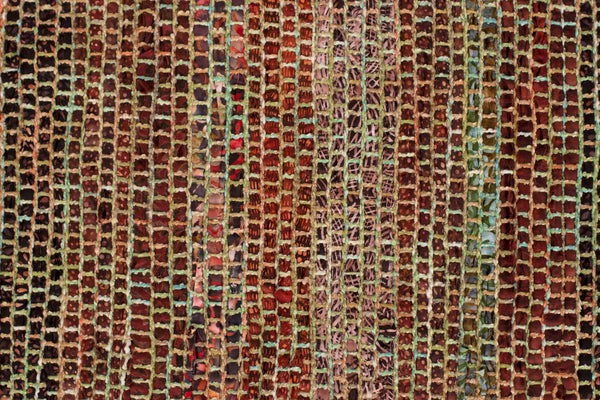 Handwoven Tablerunner, Rust-Green-Brown, 14" x 43"