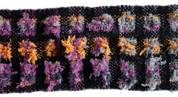 Handwoven and Deconstructed Scarf, "Curly Q," 5 x 57 inches