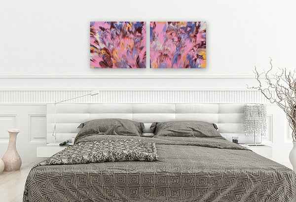 "On Angel Wings," original painting, diptych, 20" x 48"