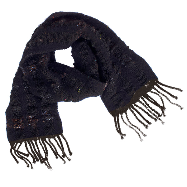 Handwoven and Felted Scarf, "Ebony Back," 6 x 50 inches