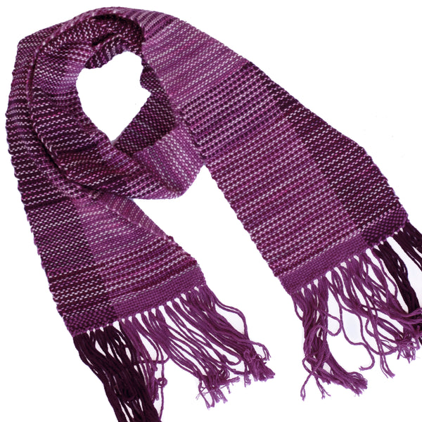 Handwoven Scarf, "Purple Stripe," 6.5" x 55"