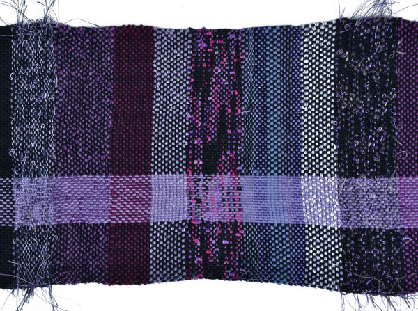 Handwoven Scarf, "Purple Night," 8.5 x 75 inches