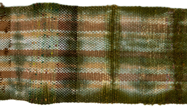 Handwoven and Overdyed Scarf, Olive, 7" x 61"