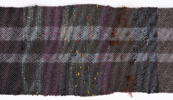 Handwoven and Overdyed Scarf, Fog, 7" x 54"