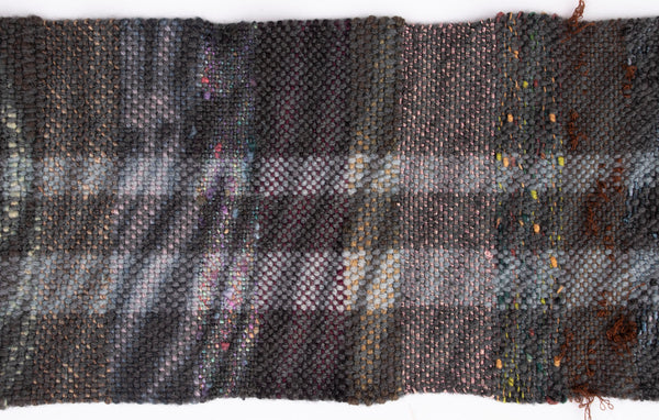 Handwoven and Overdyed Scarf, Fog, 7" x 54"