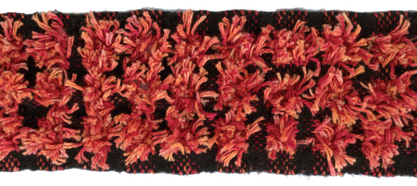 Handwoven and Deconstructed Scarf, "Fire Shag," 5 x 44 inches