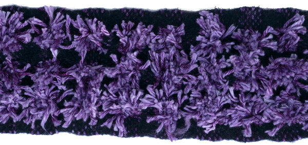 Handwoven and Deconstructed Scarf, "Grape Shag," 4.5 x 42 inches