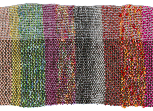 Handwoven Scarf, "Pink and Green," 6" x 64"