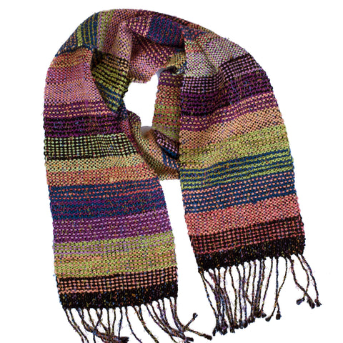 Handwoven Scarf, "Black with Sprinkles," 6.5" x 63"