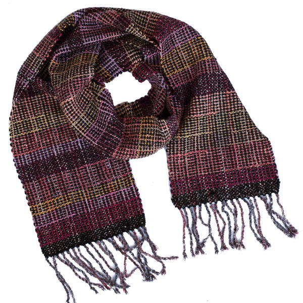 Handwoven Scarf, "Black Check," 6.5" x 61"