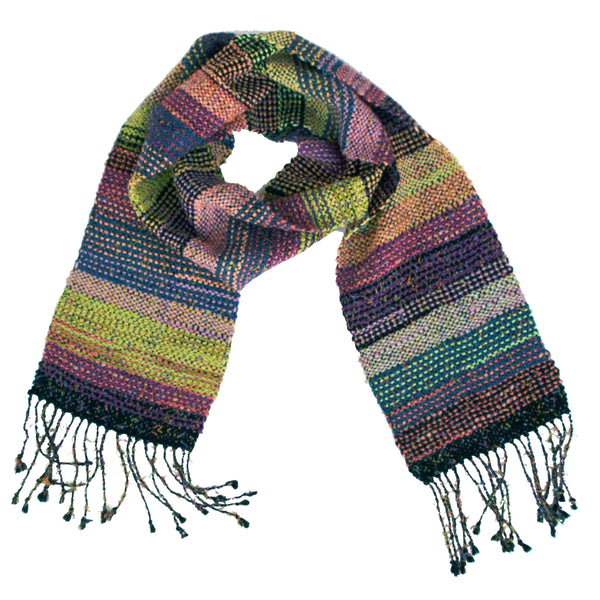 Handwoven Scarf, "Black Stripes," 6.5" x 59"