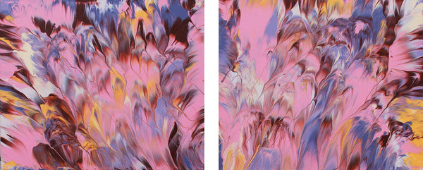 "On Angel Wings," original painting, diptych, 20" x 48"